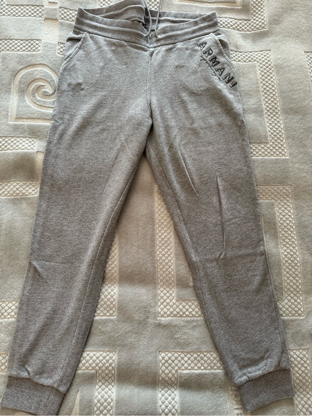 Armani Exchange grey melange fleece jogger sweatpants.